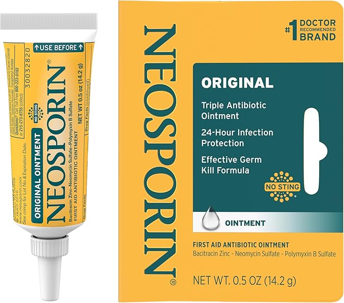 Neosporin Original First Aid Triple Antibiotic Ointment with Bacitracin Zinc for Infection Protection, Wound Care Treatmen...