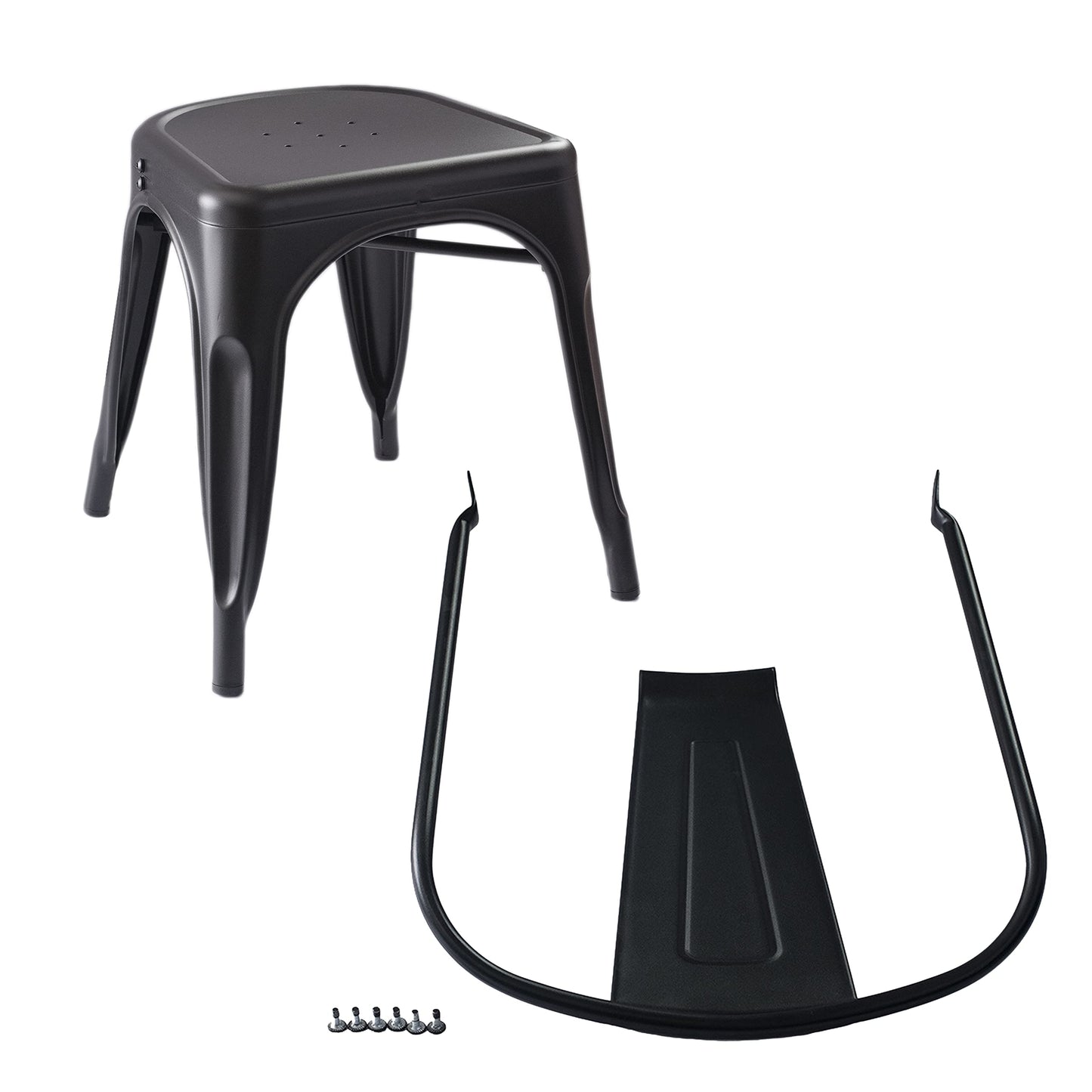 Amazon Basics Metal Dining Chairs, Easy to Assemble, Indoor/Outdoor, Stackable, Matte Black, 4-Pack