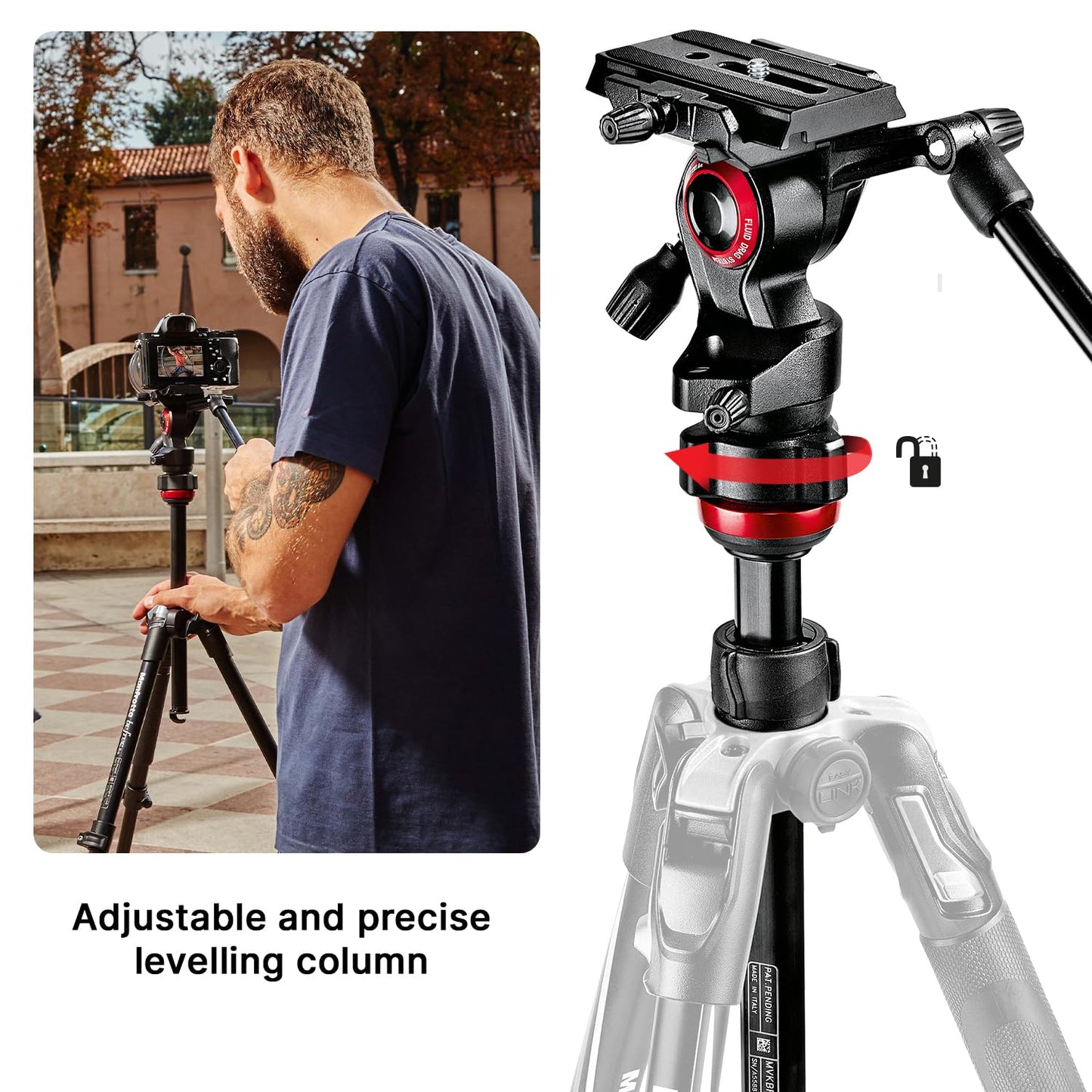 Manfrotto Befree Live, Travel Video Tripod with Video Camera Head and Lever Closure, Aluminum Tripod for DSLR, Mirrorless, Reflex Cameras and Video Cameras, Camera and Video Accessories