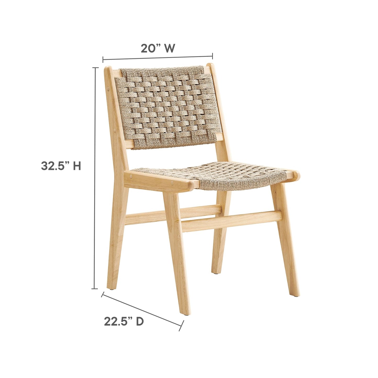 Modway Saoirse Woven Rope Wood Dining Side Chair in Natural Natural