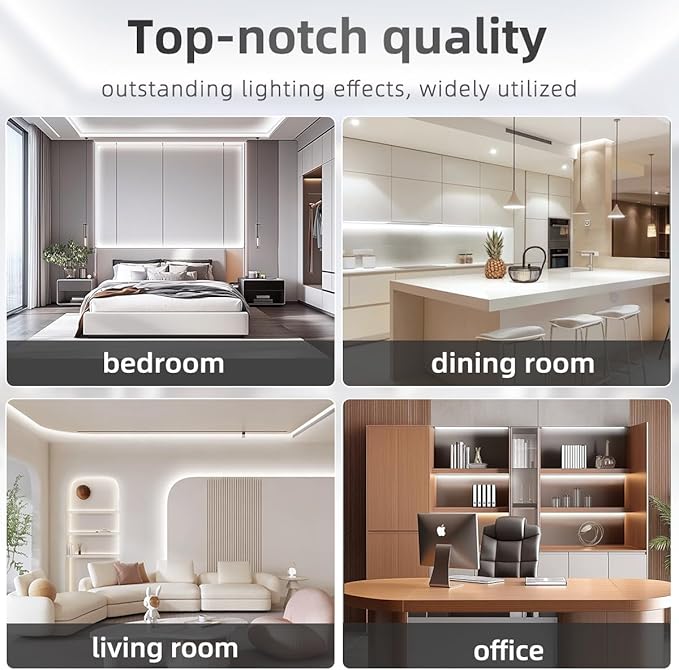 Tenmiro White LED Strip Lights 32.8ft (1200 LEDs) Super Bright 25000K Daylight White, 3Color Temperature Dimmable with Smart App & Remote Control for Bedroom Kitchen Commercial Home Lighting Decor
