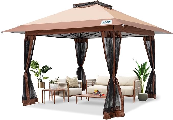 Quictent 13'x13' Pop up Gazebo Canopy Tent, One Person Set up Portable Instant Folding Shelter, Outdoor Canopy Tent with E...