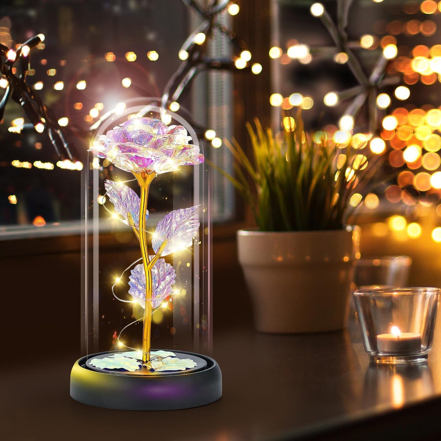 Otlonpe Glass Rose Flower, Birthday Gifts for Women Mom Wife Girlfriend Grandma Sister Teacher Friend, Flowers for Delivery Prime, Womens Gifts for Christmas Valentines Day Mothers Day Anniversary