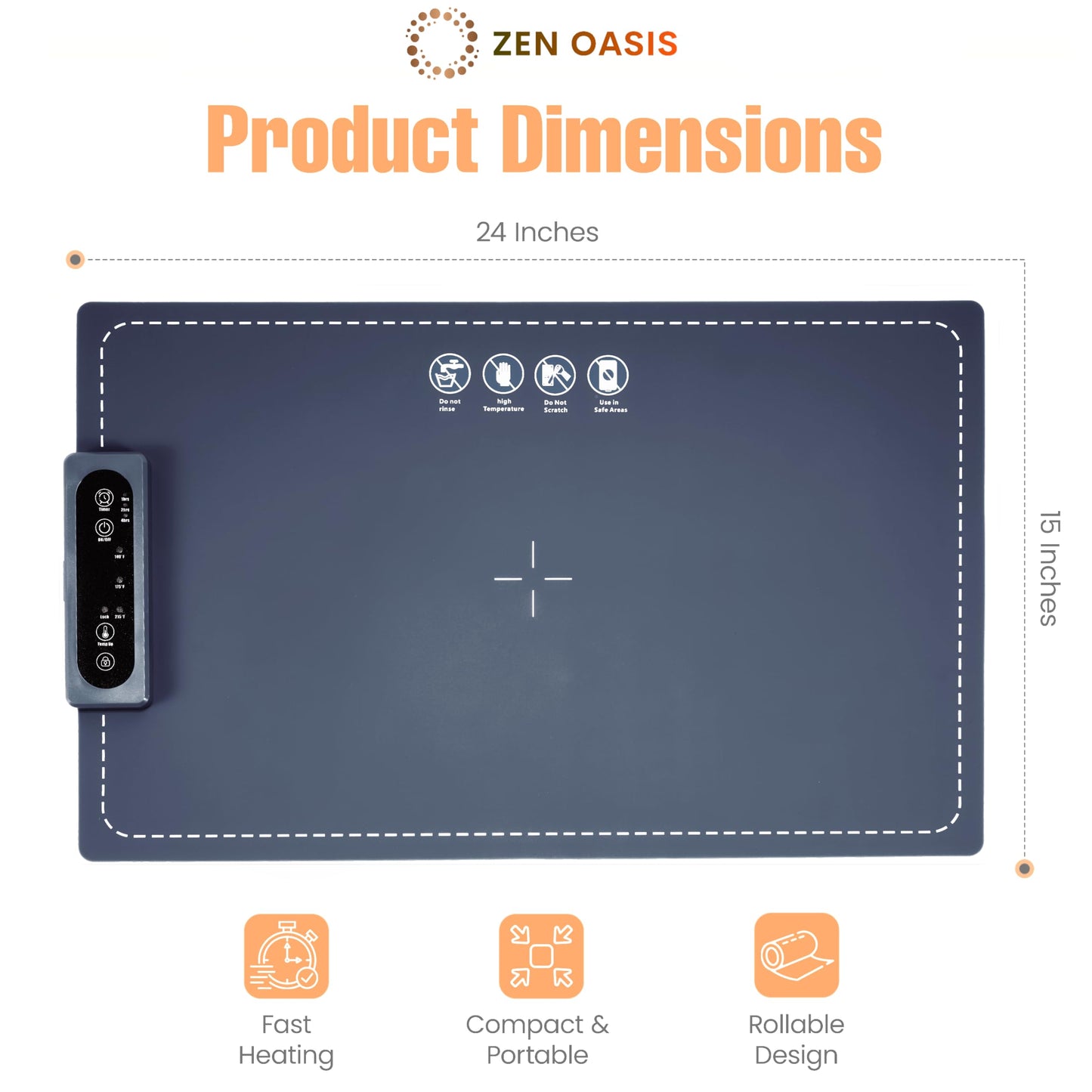 Warming Mat for Foods 24 x 15 with Adjustable Temperature Controls, Electric Warming Tray with Non-Slip Surface, Best for Buffet, Family Meals, & Parties – Keeps Food Warm for Hours By ZenOasis
