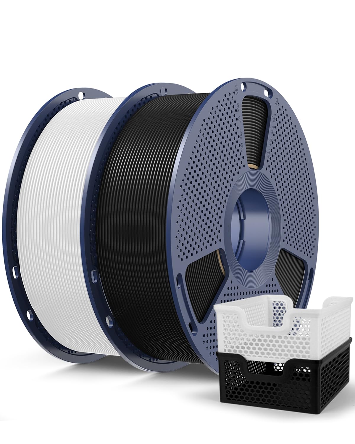 SUNLU PLA+2.0 Filament 1.75mm Black & White 2KG, High Speed PLA Plus Tougher and Stronger 3D Printer Filament Dimensional Accura