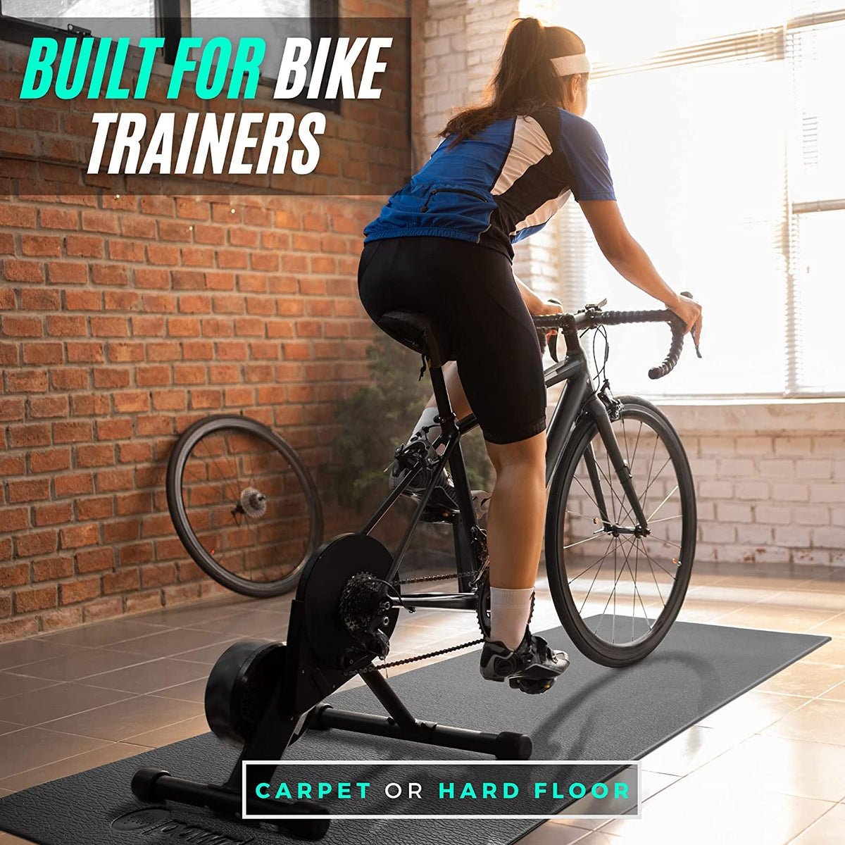 Powr Labs Bike Mat for Peloton, Elliptical, Stationary Bike Trainers – Treadmill Mat for Carpet, Hardwood Floors – Exercise Equipment Mats for Home Gym, Exercise Floors – Walking Pad Mats for Carpet