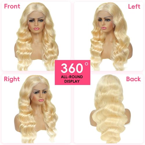 Cloudeer 28 Inch 613 13x6 Lace Front Wig Human Hair 200 Density Blonde Wig Human Hair 613 HD Lace Frontal Wig 13x6 Blonde Body Wave Lace Front Wigs Human Hair Pre Plucked