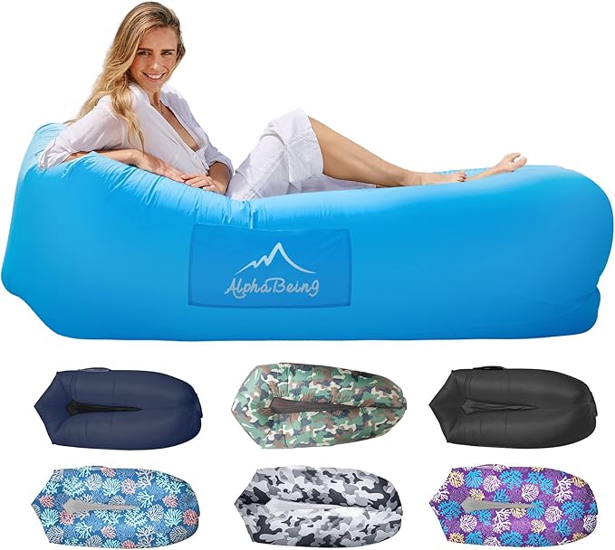 AlphaBeing Inflatable Lounger Air Sofa, Portable Inflatable Couch Mesh Hollow Air Hammock Anti Leakage Air Chair for Outdo...