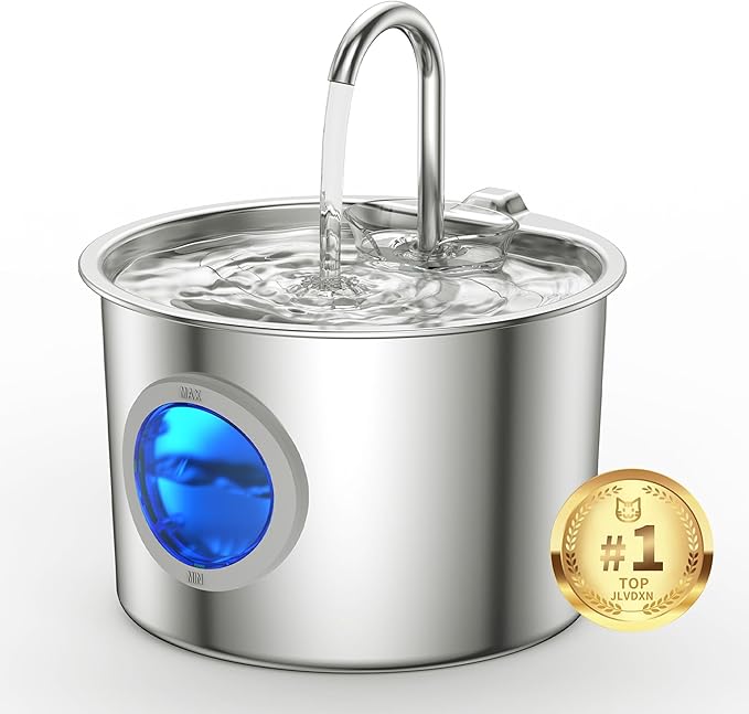 Cat Water Fountain Advanced 304 Stainless Steel 2.2L/74oz with Detachable Tank, Easy to Clean, Automatic Pet Fountain Quie...