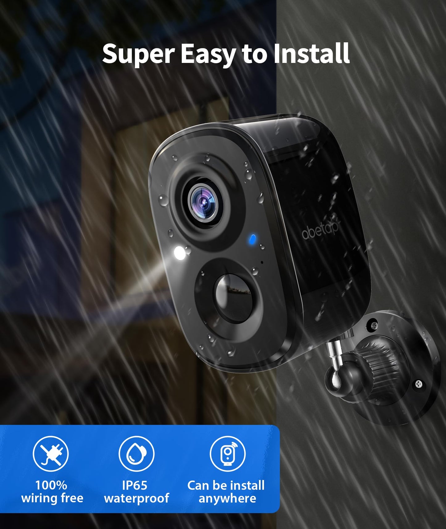 Abetap 2K Wireless Security Cameras - Outdoor Wifi Security Cameras Color Night Vision, Ai/Pir Detection, 2-Way Talk, Cloud/Sd,
