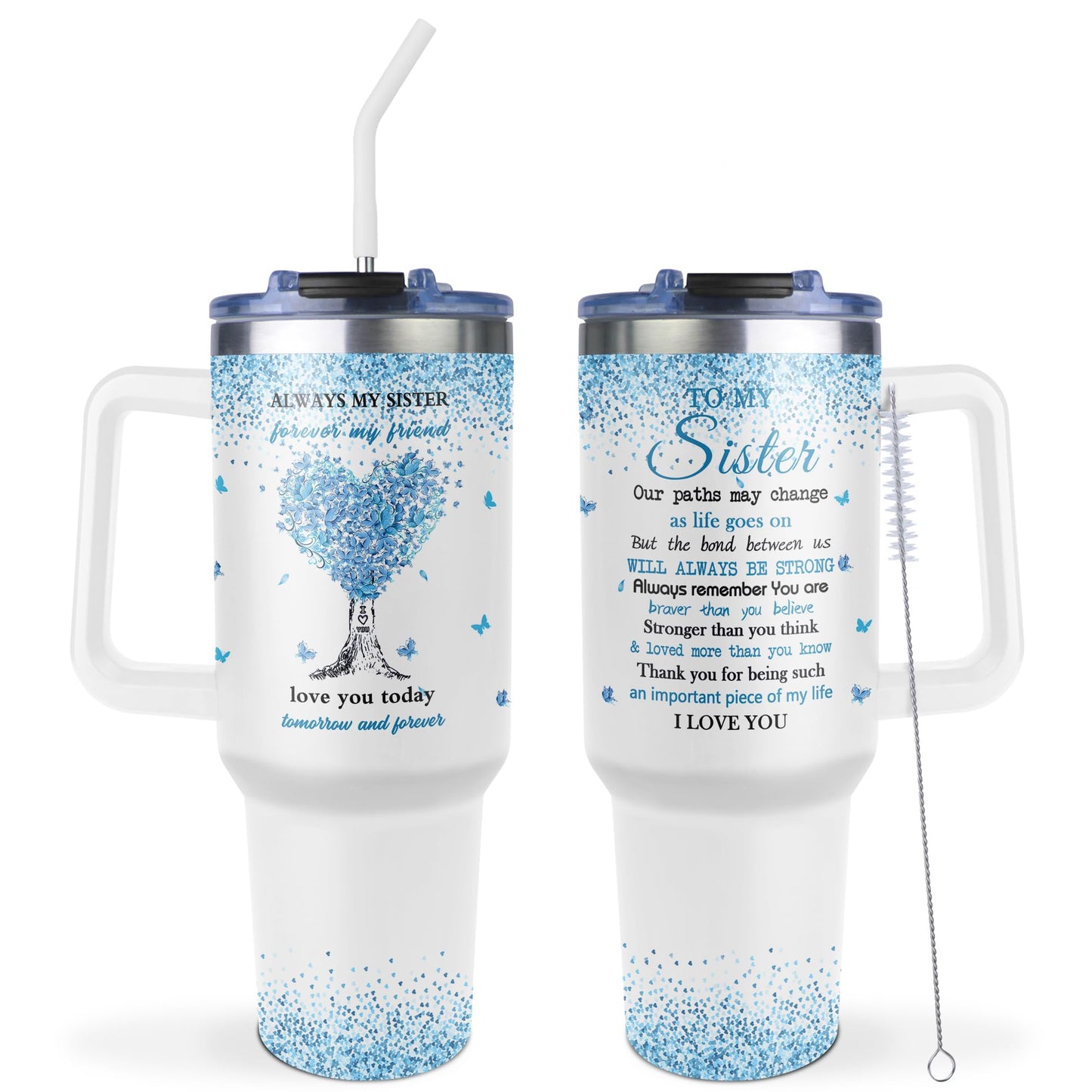 GwaLod 40 oz Tumbler with Handle and Straw, Sis Tumbler, Birthday Gifts for Sisters, Sister Birthday, Sisters Gifts from Brothers, Gift for Sister, Soul Sis Gift for Women