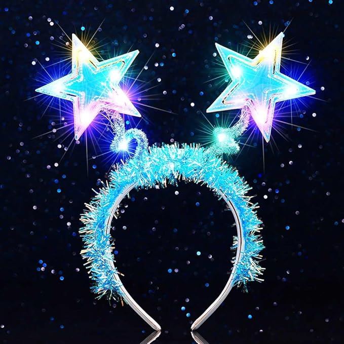 Catery Light Up Star Headband Star Headpiece Rave Costume Accessories for Girls and Women