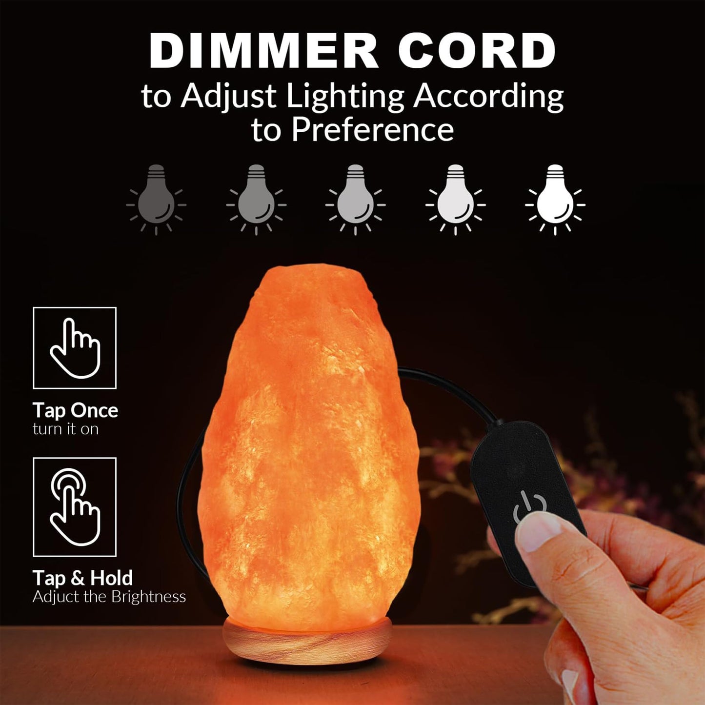 Himalayan Glow Salt Lamp with Touch Dimmer Switch 5-7 lbs