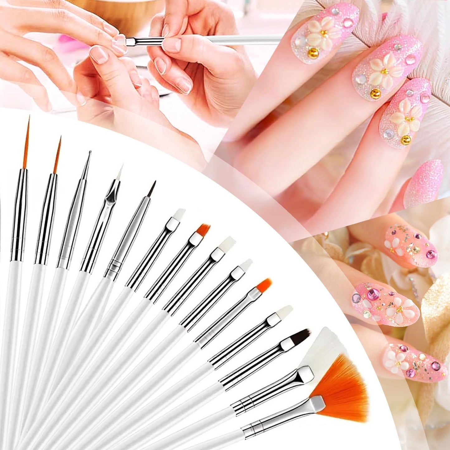 Nail Art Brush,27Pcs Set Nail Art Tools,Resin Nail Art Palette,5 Pcs Nail Art Sculpture Pen,2-way Acrylic Silicone Engraving Pen