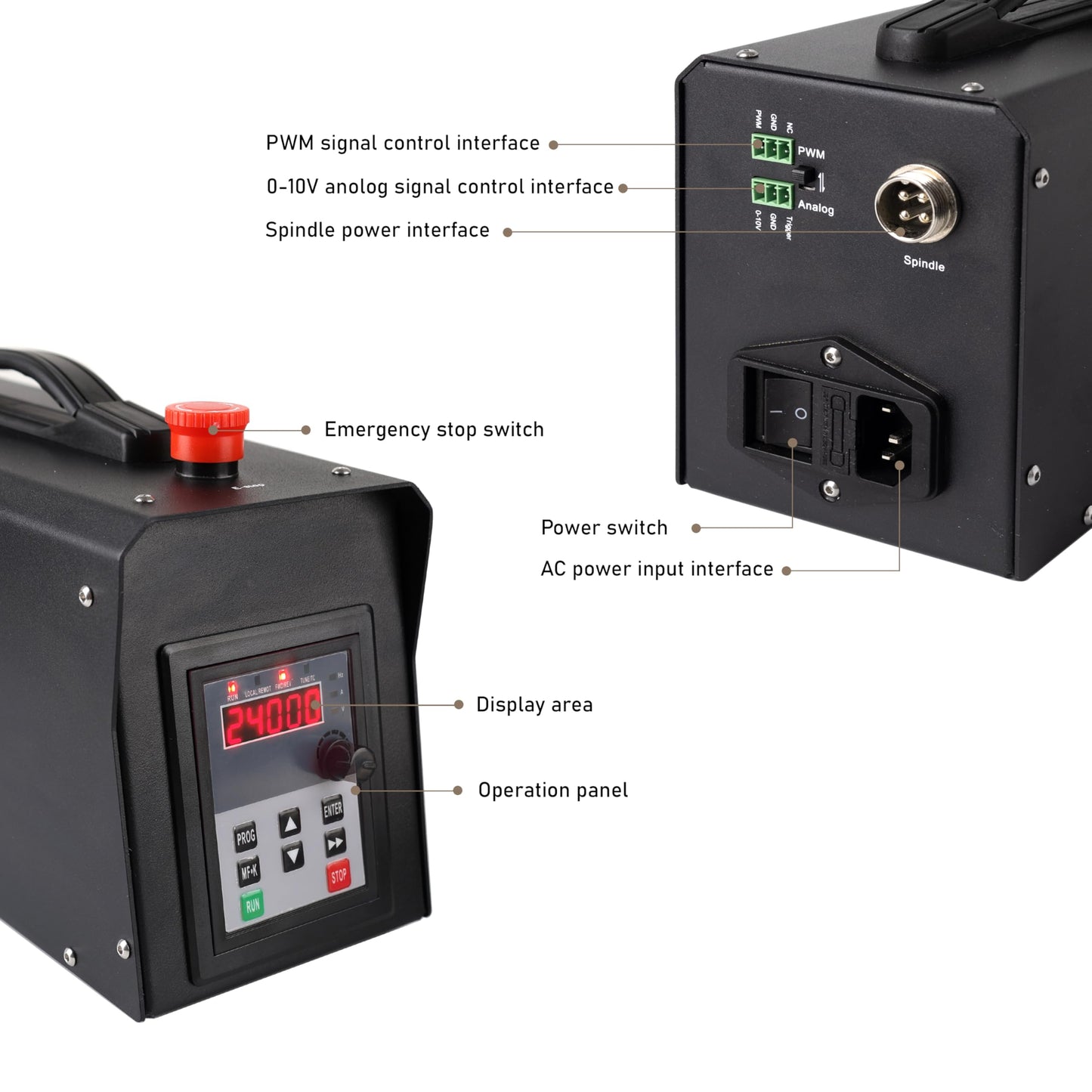 AnoleX 1.5KW CNC Spindle Motor Kits SP-15A, Adjustable Speed Φ65mm Air Cooled VFD Spindle with ER11 Collets for CNC Router Machine