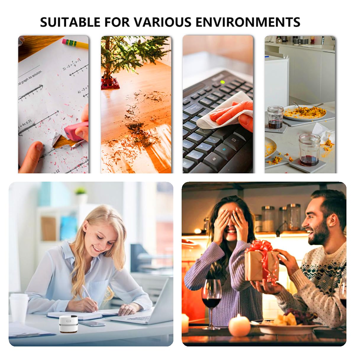 TRZLIFE Desk Vacuum Cleaner, Rechargeable and Durable Mini Desktop Vacuum with Bonus Accessories Desk Cleaner Sucks Tiny Items and Crumbs from Desktop Drawer Countertop Ideal as a White Elephant Gift