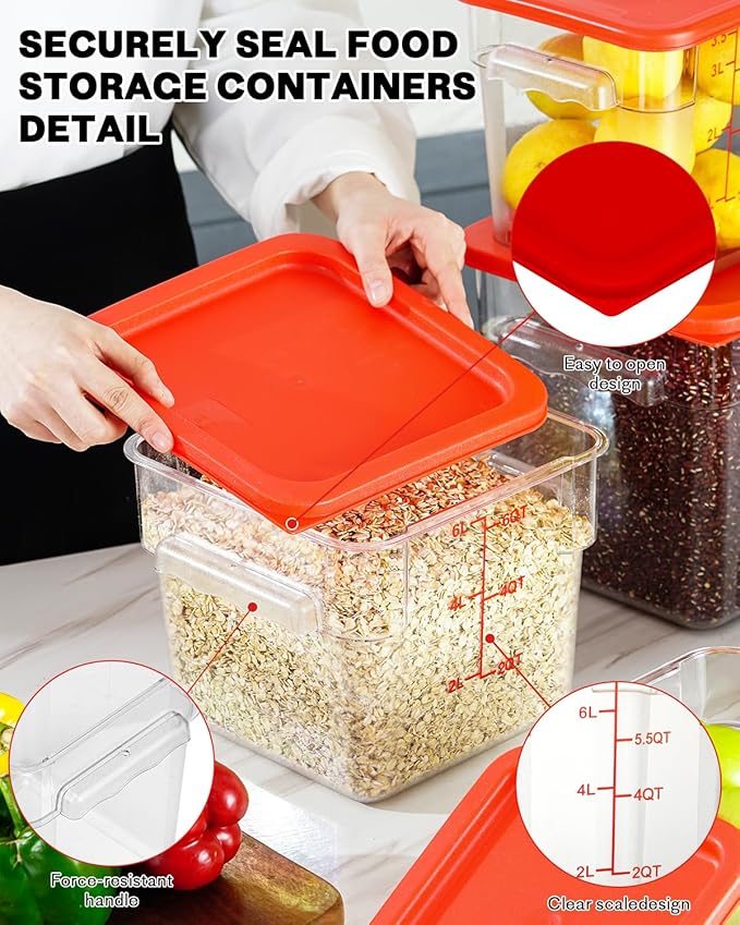 18 QT Commercial Food Storage Containers: 2 PCS [Sous Vide] [NSF Certified] Clear Sous Vide Container with Lids Scales Handles for Home Restaurant Kitchen Storage Dough Proofing New3