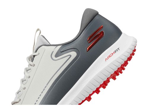 Skechers Men's Max 2 Arch Fit Waterproof Spikeless Golf Shoe, Grey/Red, 8.5 Wide