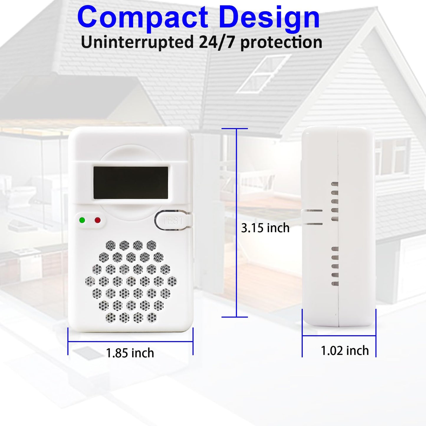 2 Pack Carbon Monoxide Detectors,Portable CO Alarm Detector Device with LED Digital Display for Home,Travel,Battery Powered (Batteries NOT Included)