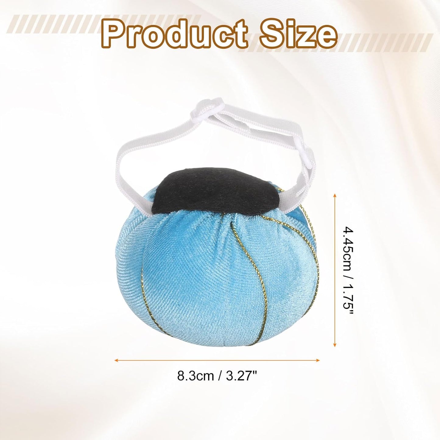 HARFINGTON Wrist Pin Cushion Wristband Sewing Pincushion Polyester Pin Holder Wearable Pumpkin Shaped Needles Wristband with 100 Head Needles for Sewing Quilting DIY Crafts, Light Blue
