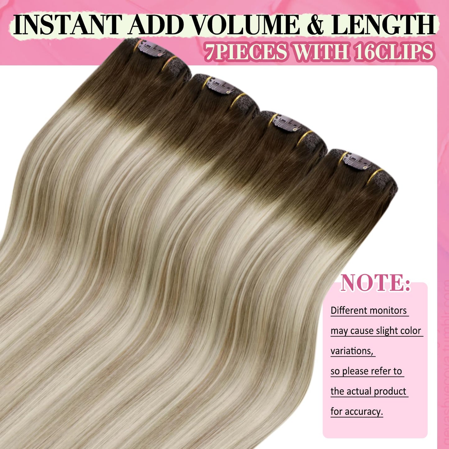YoungSee Clip in Human Hair Extensions Ombre Remy Human Hair Extensions Clip ins Dark Brown Mix Blonde Balayage Real Extensions