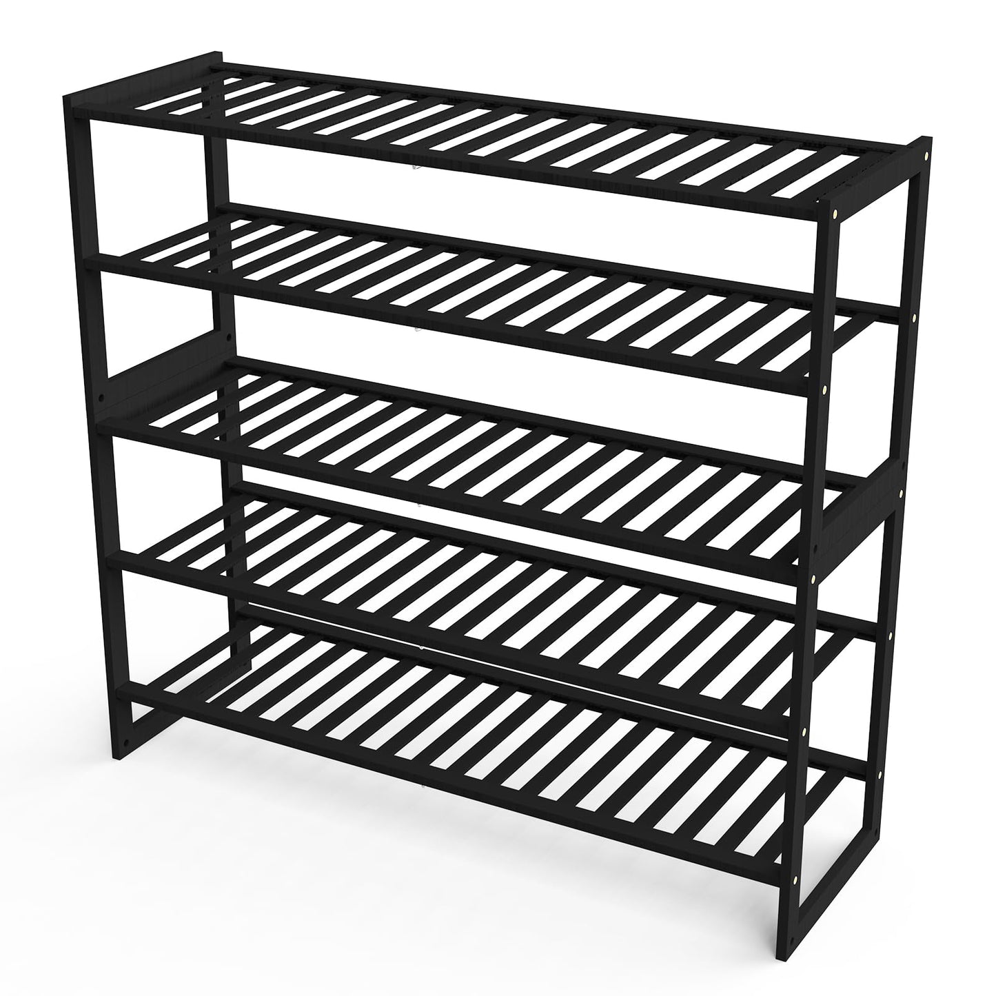Jripae Shoe Rack Bamboo 5 Tier Shoe Organizer, Storage 20-25 Pairs for Closet Entryway, Stackable Large Tall Shoe Shelf Holder Stand Cubby for Door Hallway Bedroom Garage
