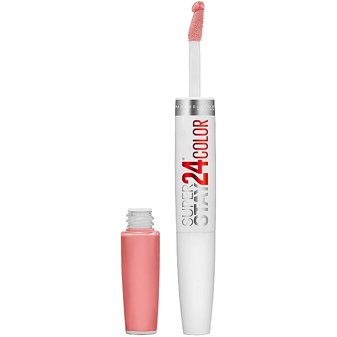 Maybelline Super Stay 24, 2-Step Liquid Lipstick Makeup, Long Lasting Highly Pigmented Color with Moisturizing Balm, All Night Apricot, Nude Orange, 1 Count