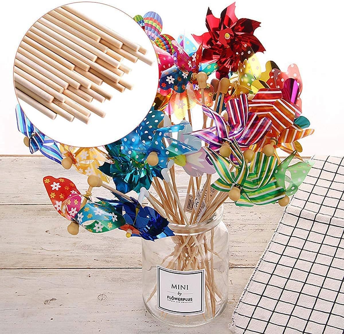 HOPELF 25PCS Dowel Rods Wood Sticks Wooden Dowel Rods - 1/4 x 36 Inch Bamboo Sticks - for Crafts，Hardwood Dowel Rod Assortment，Wooden Rod Sticks Doweling Rods，DIYers.