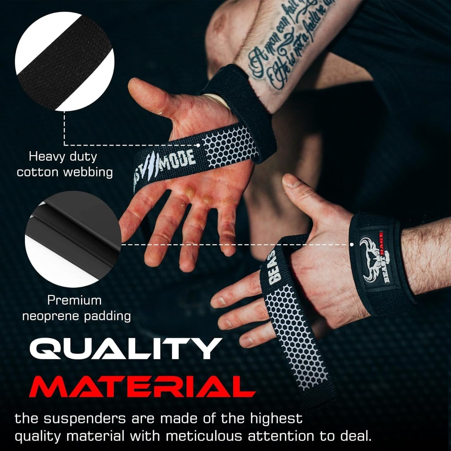 BEAST RAGE Lifting Wrist Straps for Weightlifting, Straps Gym Grip Power Workouts Lifting Straps Padded Cotton Men Women Wrap Lift, Deadlift Bodybuilding Weight Lifting Exercise Straps (Basic)