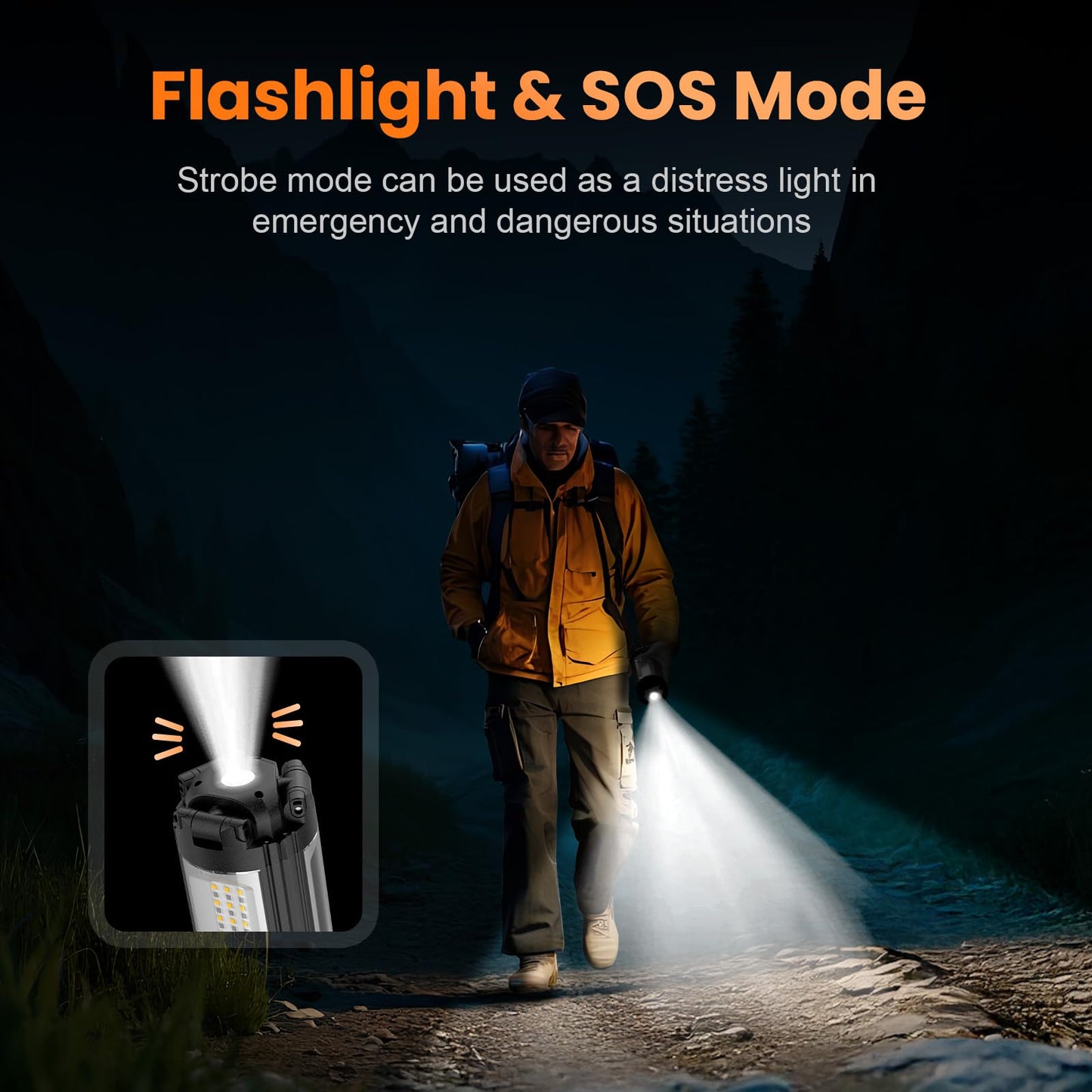 CAVN Rechargeable Camping Lights with Stand 6.5 ft Max Height, Portable Cordless LED Work Light 2200 Lumens 6500/4500/3500K Dimmable Camping Essentials Gear with Detachable Tripod, Black