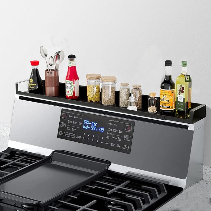 SZJHXIN 4X Strong Magnetic Stove Top Shelf, Adjustable 15-30 Inches, Fits Various Stove Lengths, Kitchen Organizer, Holds ...