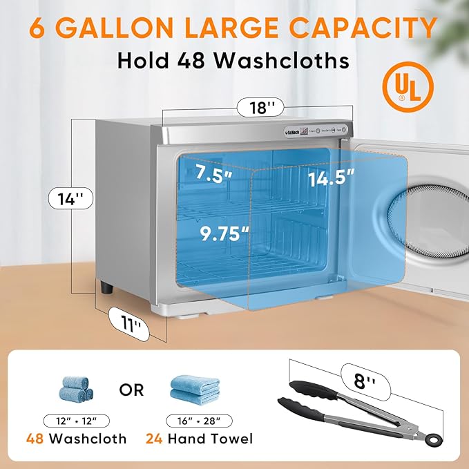 ROMECH 23L Hot Towel Warmer Cabinet, Professional Towel Heater with LED Temperature Display Setting, Extra Large Capacity Towel Warmers for Spa Massage Salon Home (Silver, 23L)