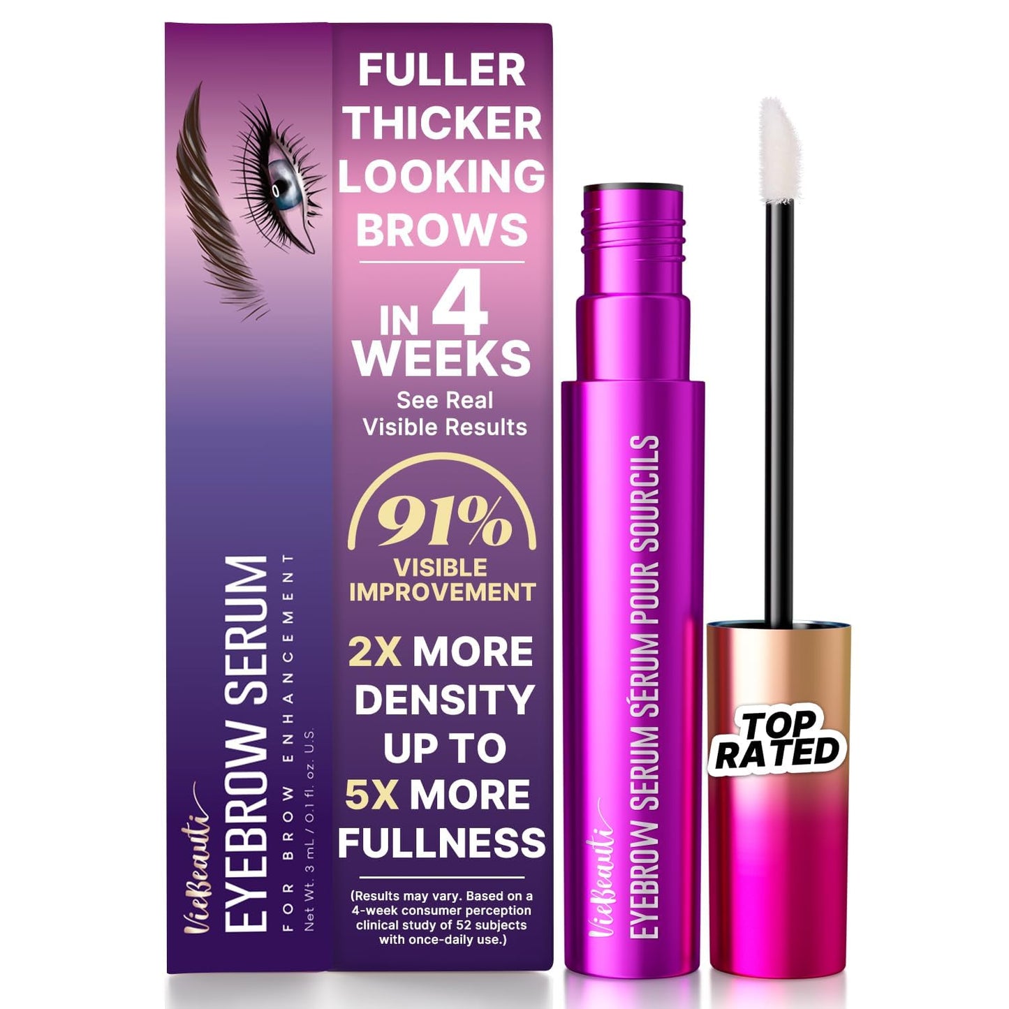 VieBeauti Eyebrow Growth Serum: Eyebrow Serum to Grow Brows with Advanced Formula to Boost Longer Fuller and Thicker Looking Eye