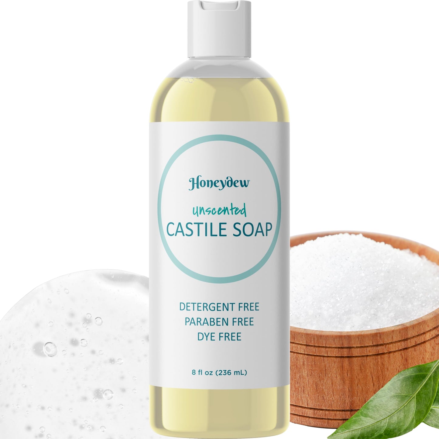 Castile Soap Liquid Unscented Cleanser - Liquid Castile Soap for Dry Sensitive Skin Care Routine and All Purpose Cleaner with Hy