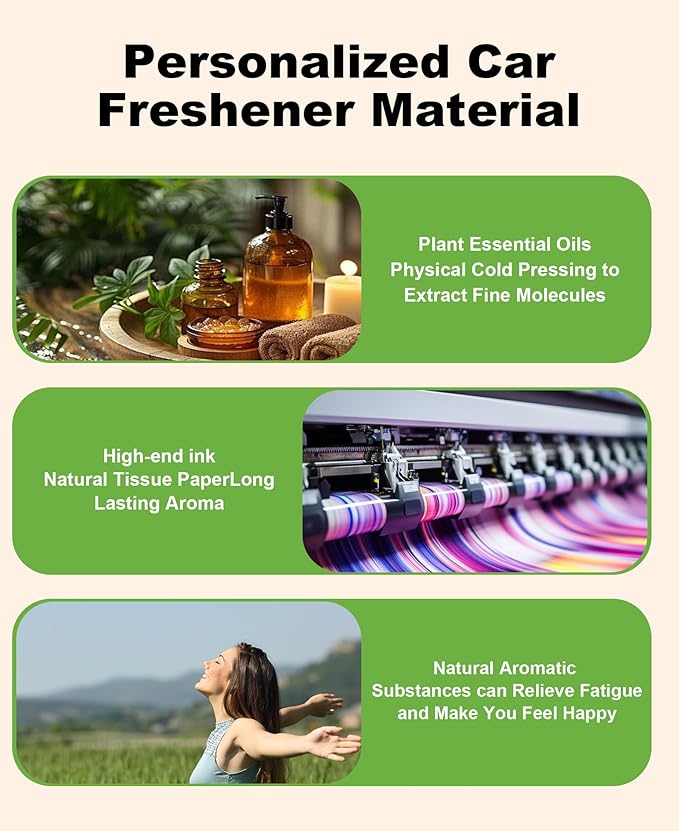 Personalized Double-Sided Custom Car Air Freshener with picture Photo - 100% Natural Material - Various Fragrance Types - Long-lasting Scent - Ideal for Car, Home, and Gifting (Rectangle-horizontal)