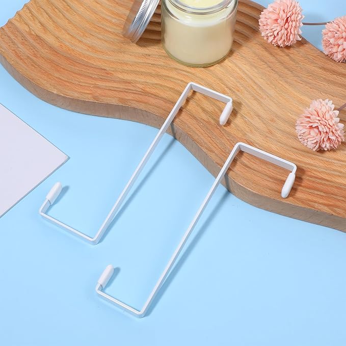 2 PCS Potty Seat Hook, Z Shaped Door Hangers Over The Door Hooks Heavy Duty Dual-Hook Organizer Hanger with Non-Slip Rubber Multifunctional for Living Room, Bathroom, Bedroom (White)