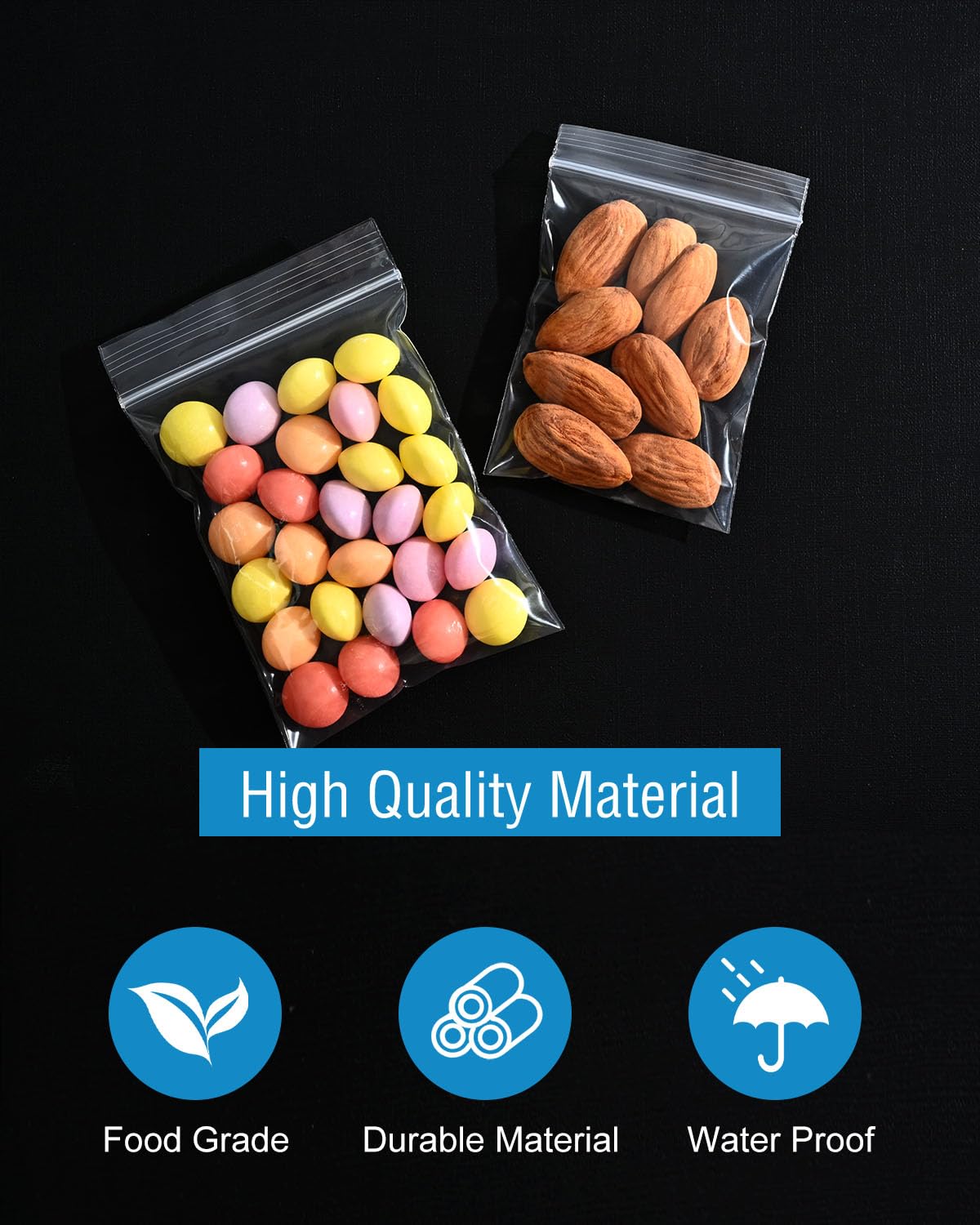 500 PCS Small Plastic Bags, Mini Resealable Bags, 4 Different Sizes Small Jewelry Clear Storage Poly Bag for Packaging, Candy, Pill