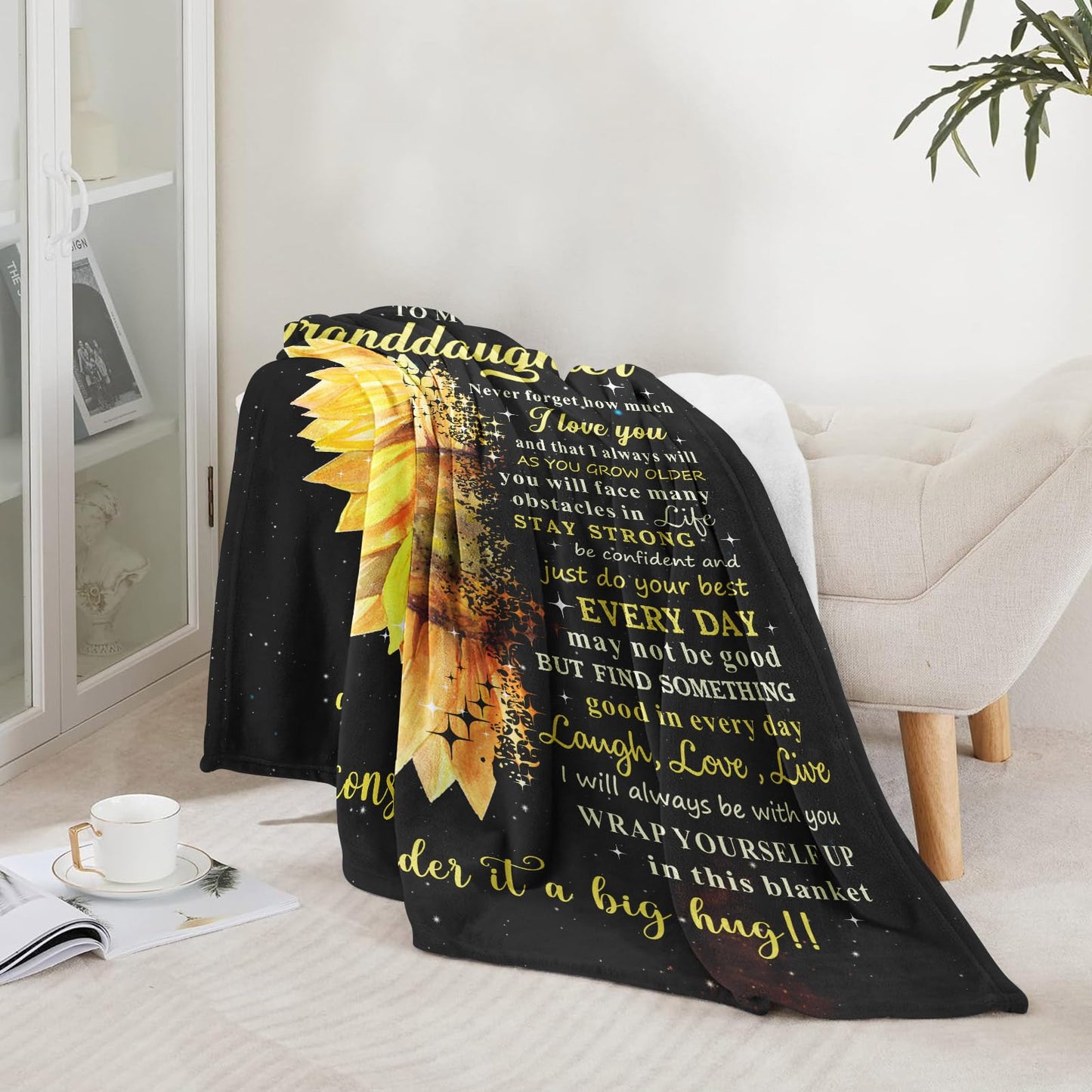 KJACGAD Granddaughter Gifts from Grandma, Birthday Gifts for Granddaughter, Granddaughter Gifts, Granddaughter Gifts from Grandparents Throw Blankets 60" x 50"