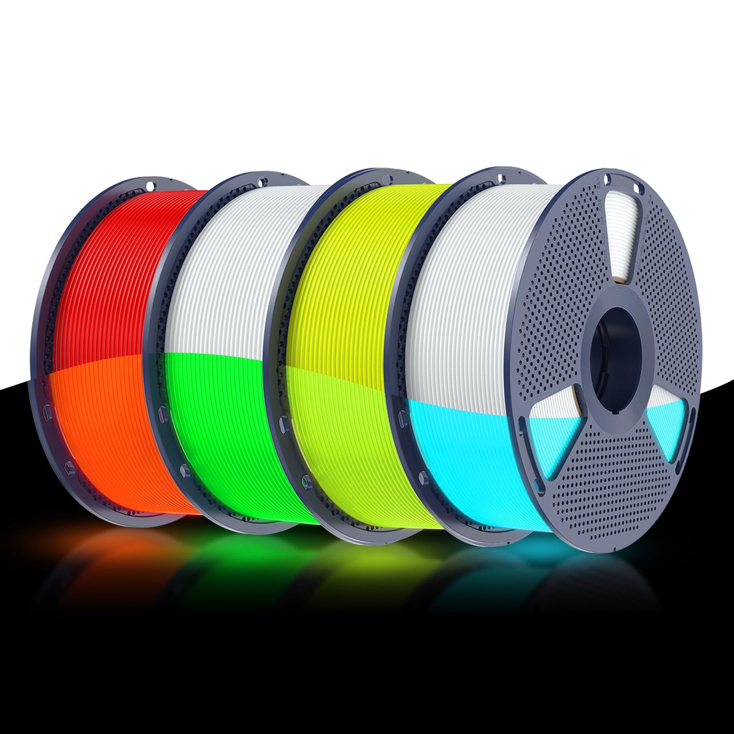 SUNLU Glow in Dark PLA Bundle, Neatly Wound Luminous PLA 3D Printer Filament 1.75mm, Dimensional Accuracy +/- 0.02mm, 4kg in Tot