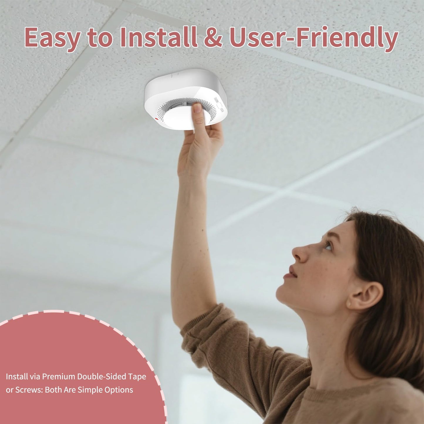 WARROXIDE ZIGBEE Smoke Detectors for Home,Photoelectric Fire Alarms Battery Powered,Portable Smoke Alarm with Test/Mute Button(ONLY Work with TUYA Gateway,1 PCS(NOT Included Battery)