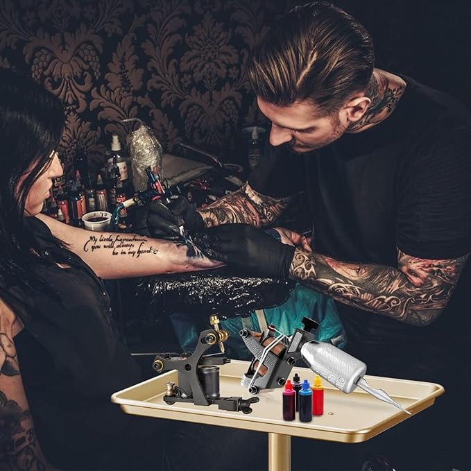 Salon Tray on Wheels, Champagne Gold Salon Tray Cart with Adjustable Height, Hair Stylist Tray, Metal Tattoo Tray, Suitable for SPA and Dental Tray