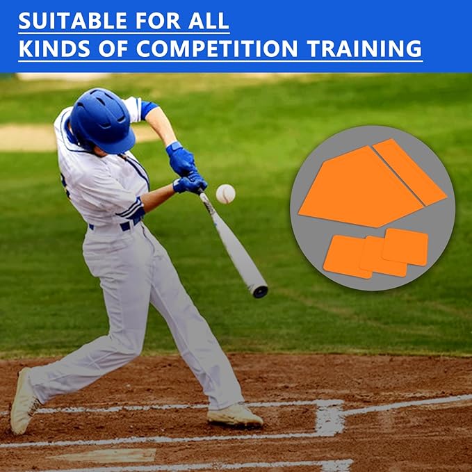 BIYQFCR Baseball Home Plate & Base 5-Piece Set – Ractice Training Equipment for Baseball, Softball, Kickball – 3 Base Plates, 1 Home Plate, 1 Pitcher’s Plate – Backyard, Field Use