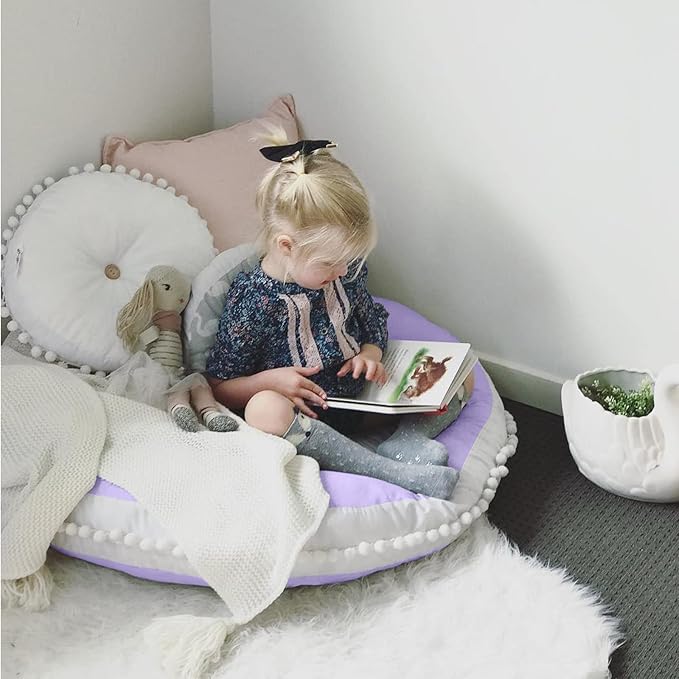 Kishome Large Floor Pillow Kids Round Floor Cushion Seating, 35 inches Big Circle Pillow, Round Floor Pillows Seating for Children, Oversized Mat for Reading Nook Teepee Playroom Nursery, Purple