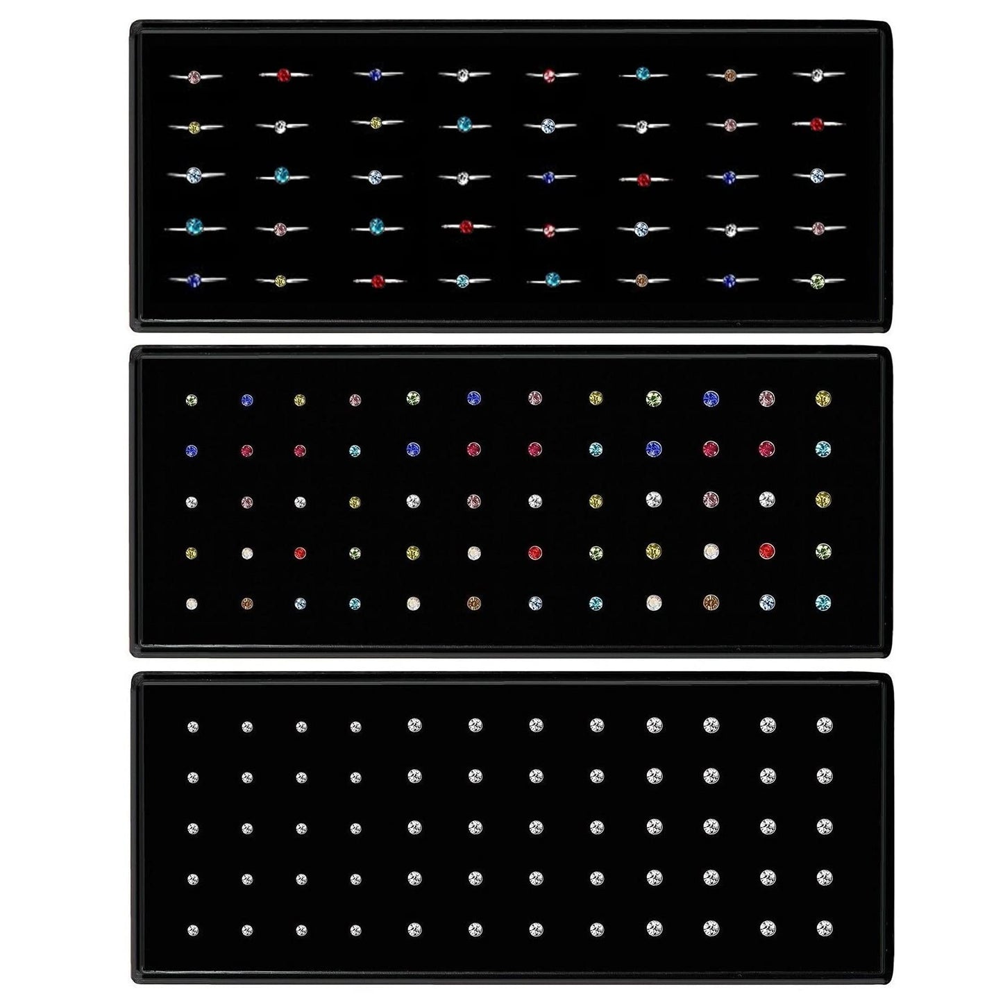 3 Sets 160 Pcs Nose Rings & Studs, Screw Shaped Surgical Stainless Steel Nose Piercing Jewelry - Colorful Hoops for Women & Men,