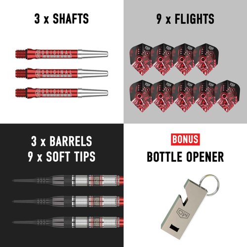 DW Piranha Razor 90% Tungsten Soft Tip Darts, Precision Balanced, Accurate and Durable - Perfect for Professional and Recreational Players (02, 20G)