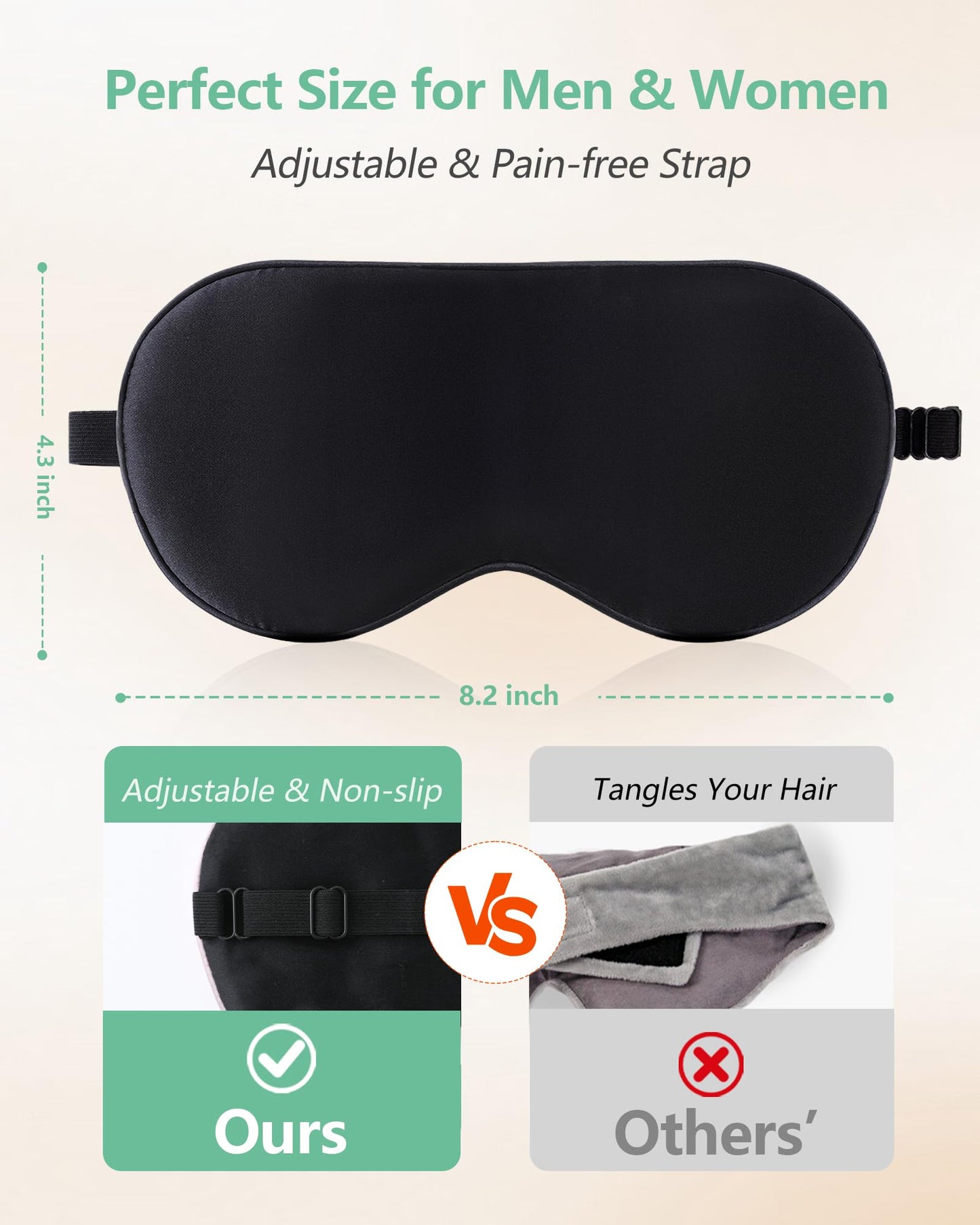 BeeVines 100% Real Mulberry Silk 2 Pack Sleep Mask, Pure Silk Eye Masks with Adjustable Strap for Sleeping, 100% Block Light Eye Sleep Shade Cover, Reduces Puffy Eyes Traveling Gifts(Black & Blue)
