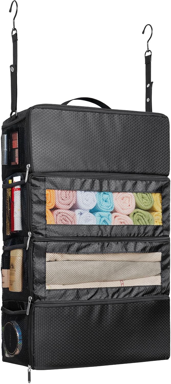 Suitcase Organizer, Travel Luggage Organizer Hanging Shelves Packing Cube Closet/Collapsible Portable Travel Organizer for...