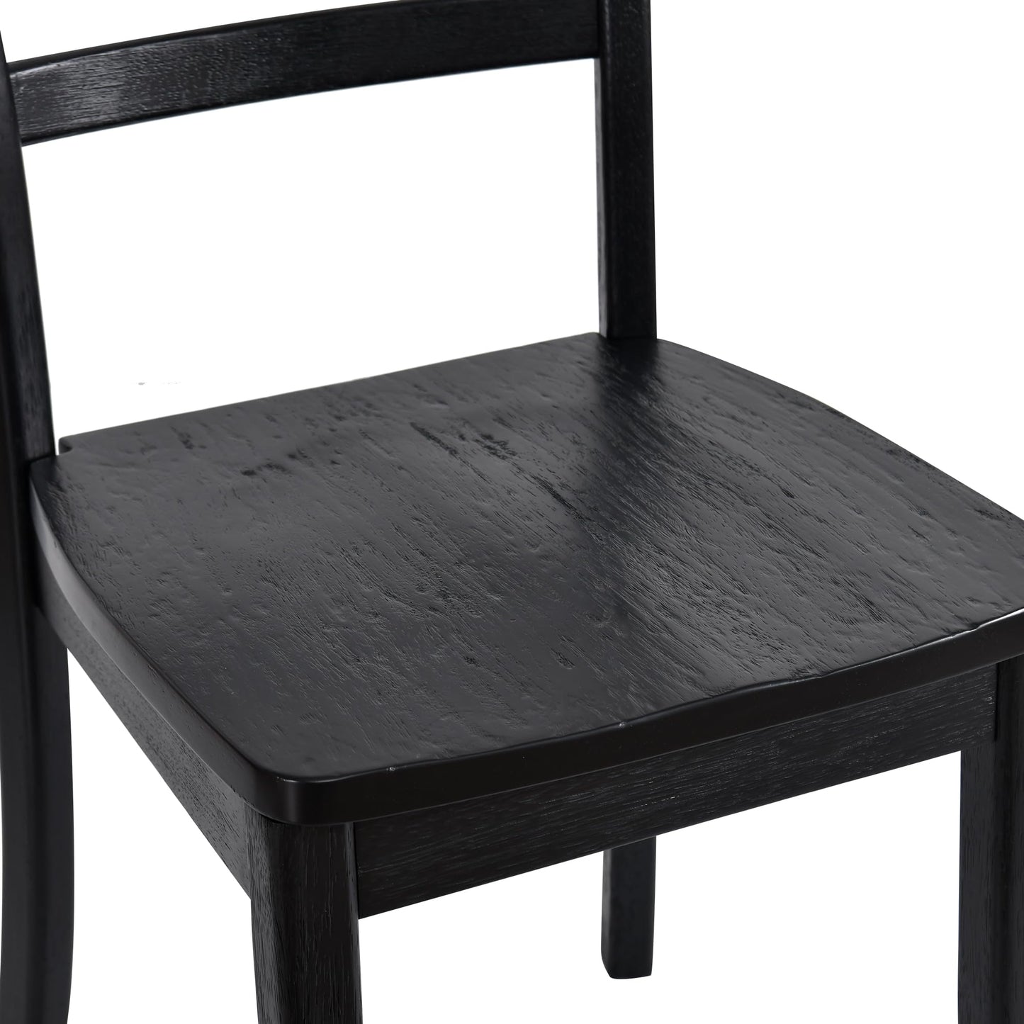 DUHOME Black Wooden Dining Chairs Set of 2,Black Wire Brushed Farmhouse Style Ladder Back Wood Dining Room Chairs Wooden Kitchen Chairs for Home Kitchen, Dining Room,Living Room,Bistro