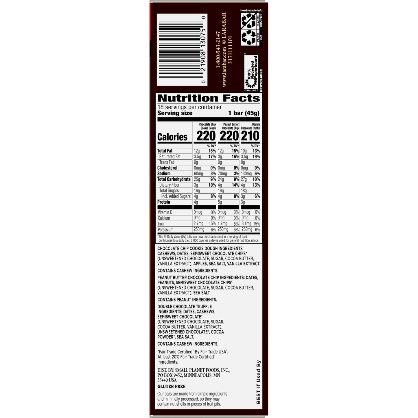 Larabar Chocolate Variety Pack, Fruit and Nut Bars, Gluten Free and Vegan, 28.8 oz, 18 Ct