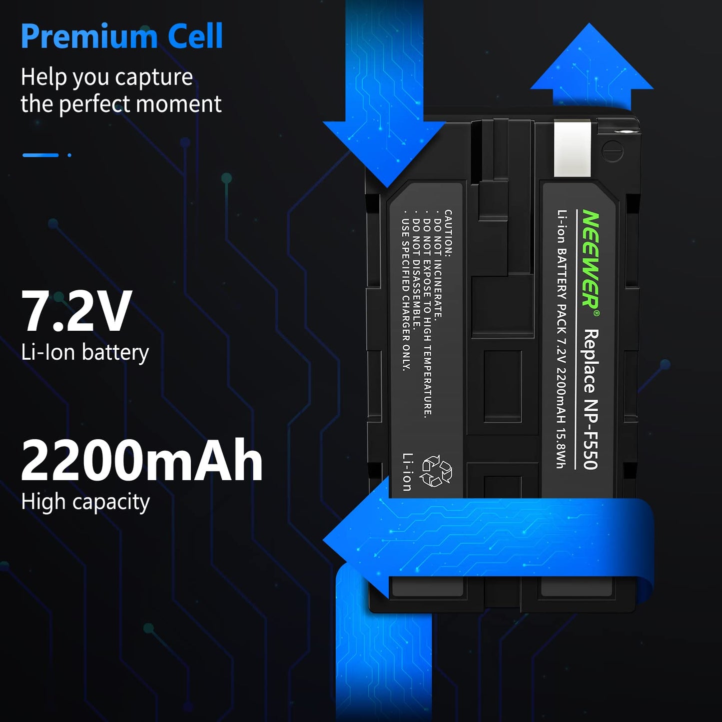 Neewer Rechargeable Li-Ion Battery Replacement For Sony Np-F550/570 Compatible With Field Monitor, Neewer Cn-160 Cn-126 Cn-216 L